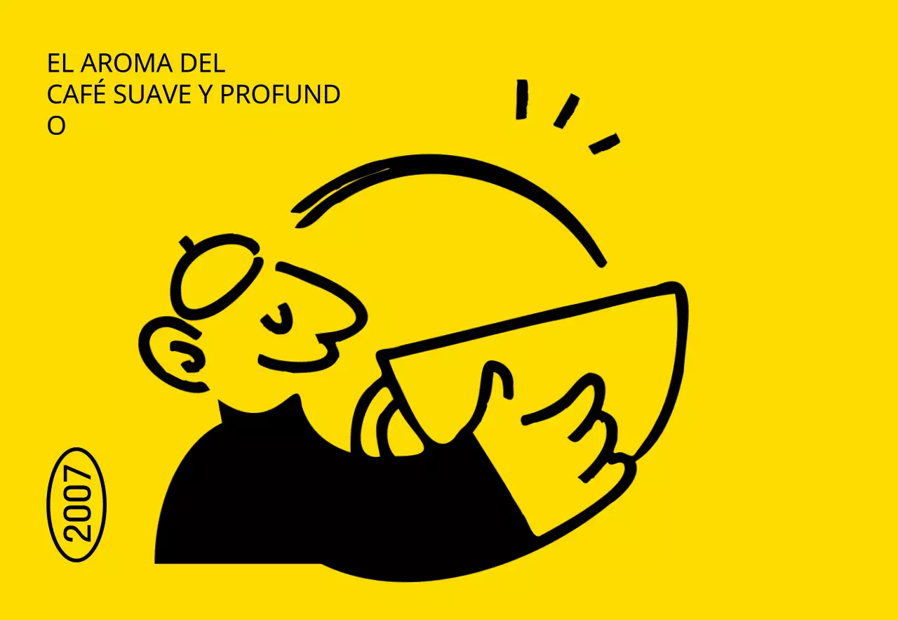 Promocione una cafetería de moda con una ilustración amarilla y negra de una persona bebiendo café.