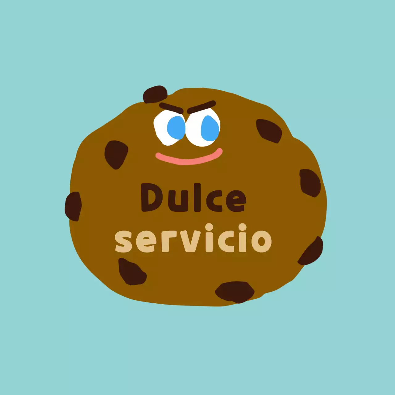 Simpática ilustración de galleta en color menta y marrón