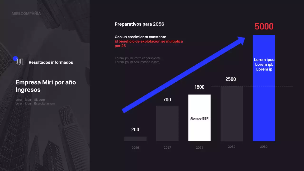 Informe infográfico empresarial sencillo en negro y azul