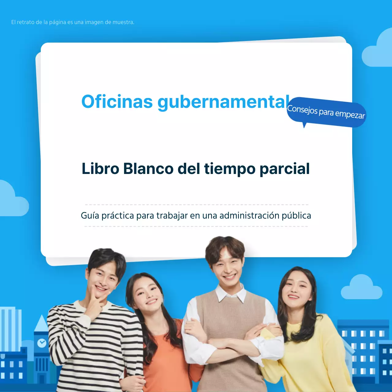 Contratación de empleos a tiempo parcial en oficinas gubernamentales azules y celestes