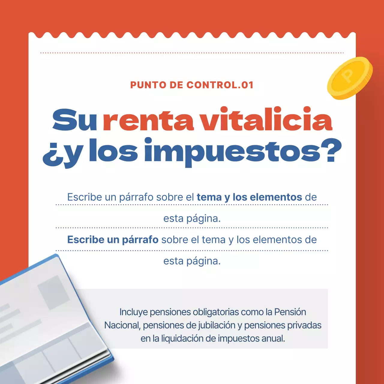 Concepto de recibo azul y rojo Recibo de pensión Consejos para ahorrar impuestos