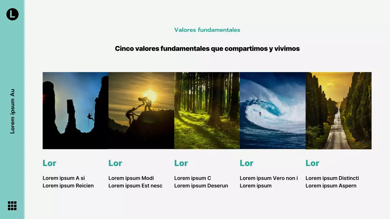 Colateral corporativo moderno en menta y gris, declaración de visión de la empresa, tema para celebraciones y presentaciones