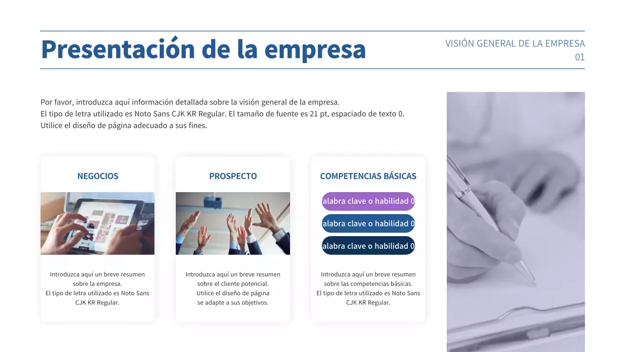 Presentación de plan de negocio con un concepto de degradado púrpura y azul