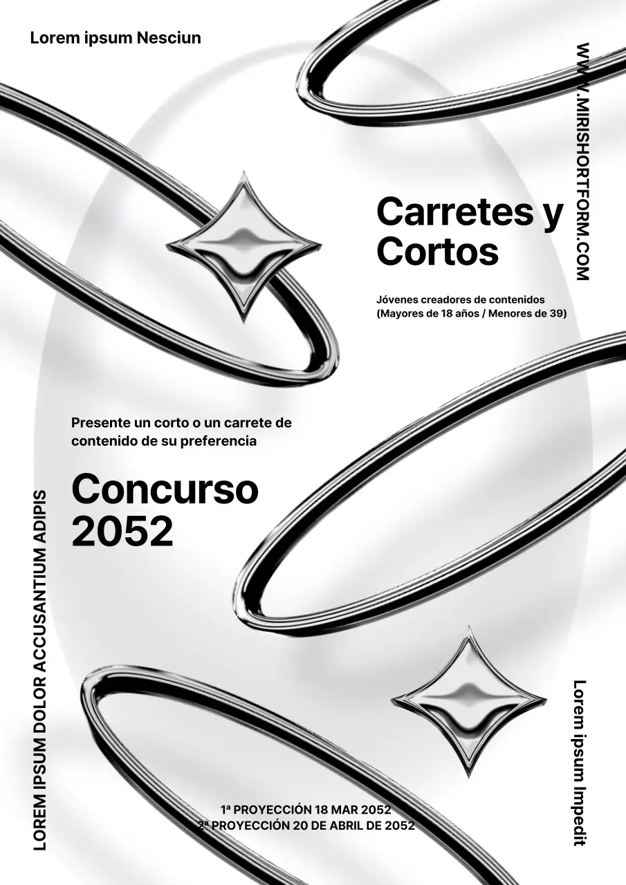 Concurso de formas cortas de cromo en blanco y negro