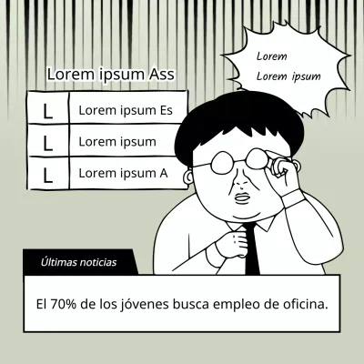 Concepto de dibujos animados en blanco y negro, neutro, escrito a mano, con empatía de oficinista.
