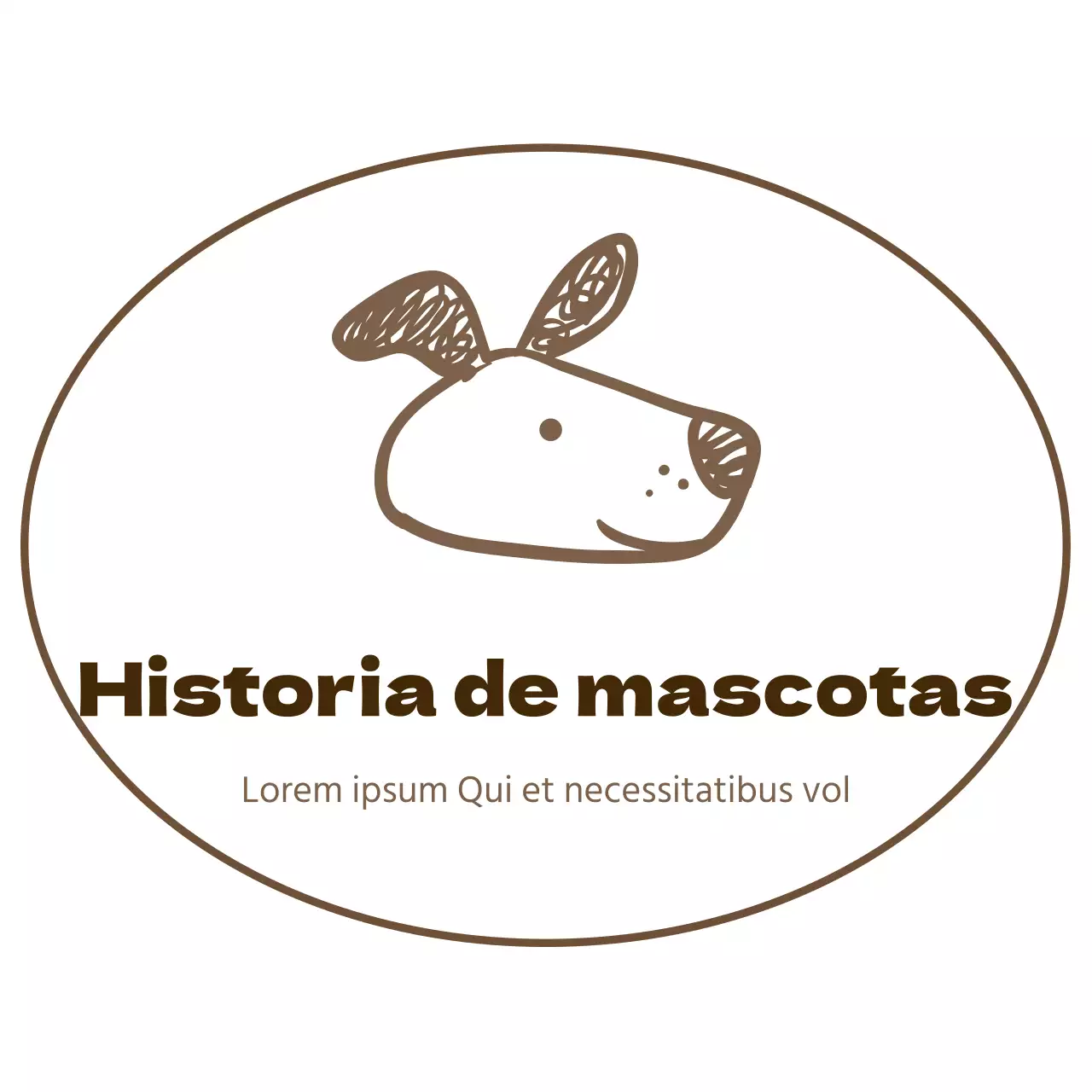 Ilustración de un simpático cachorro en color marrón. Logotipo conceptual para promocionar una tienda.