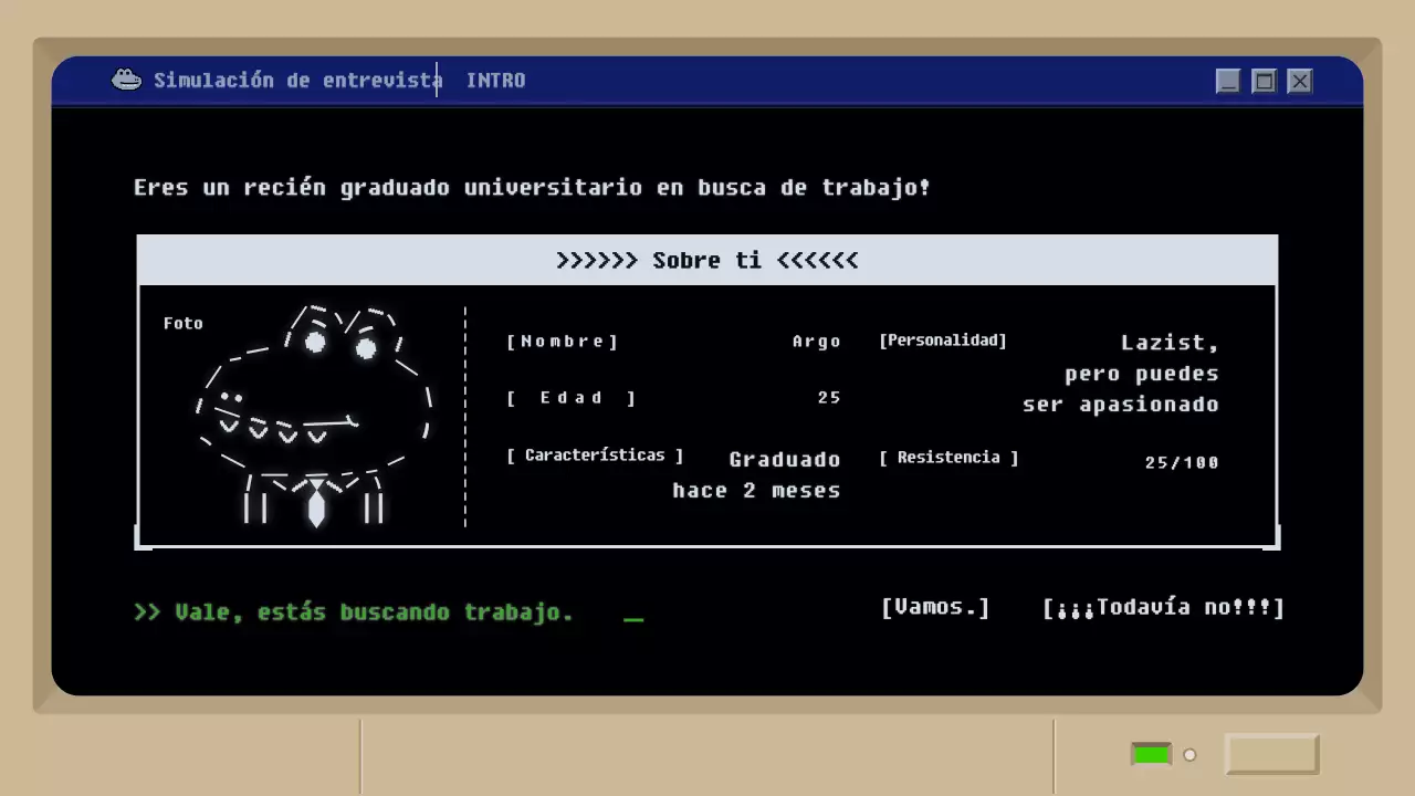 Simulación de entrevista de trabajo con un concepto de juego de barro negro retro
