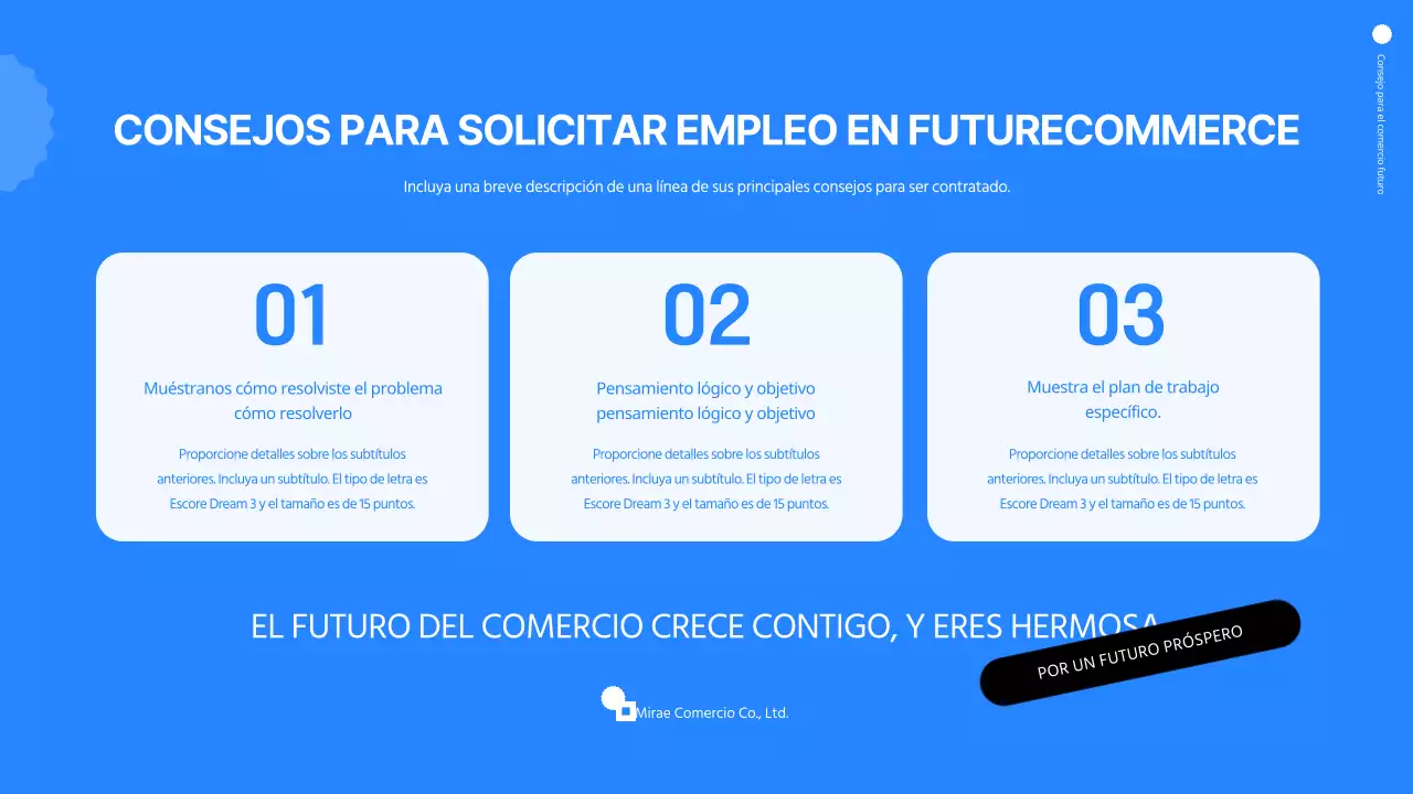 Presentación sencilla de una feria de empleo en línea en azul y blanco
