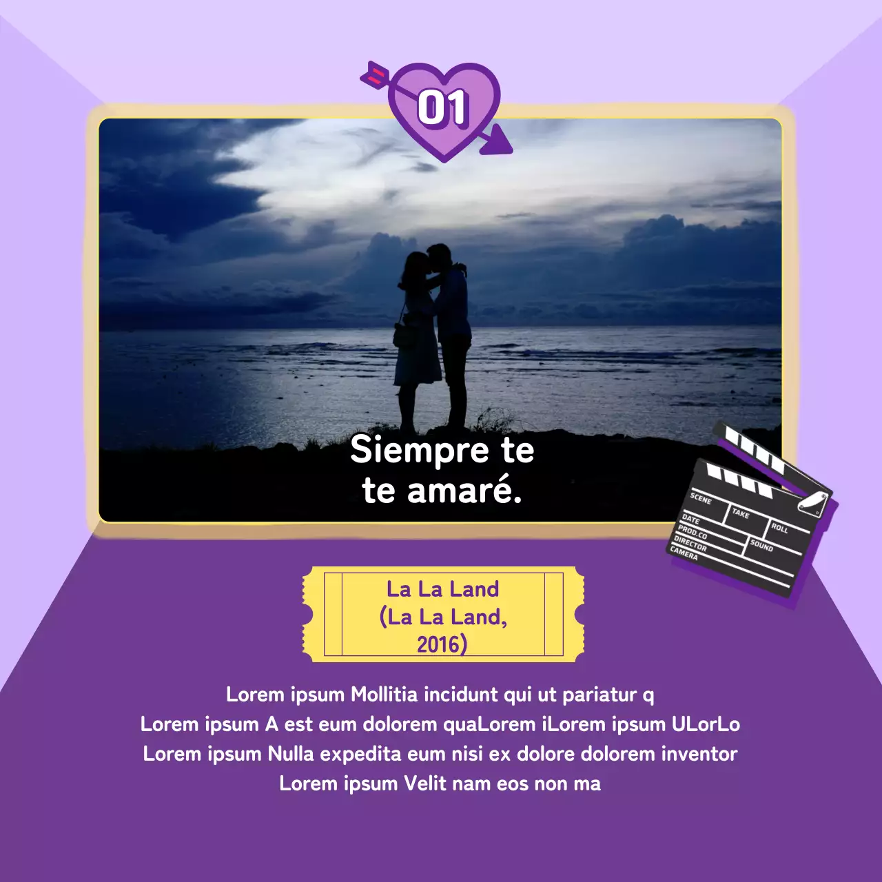 Informado por un concepto de película romántica púrpura