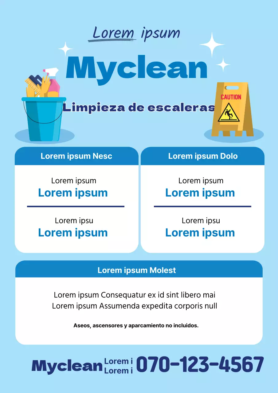 Ilustración azul para promocionar un servicio de limpieza