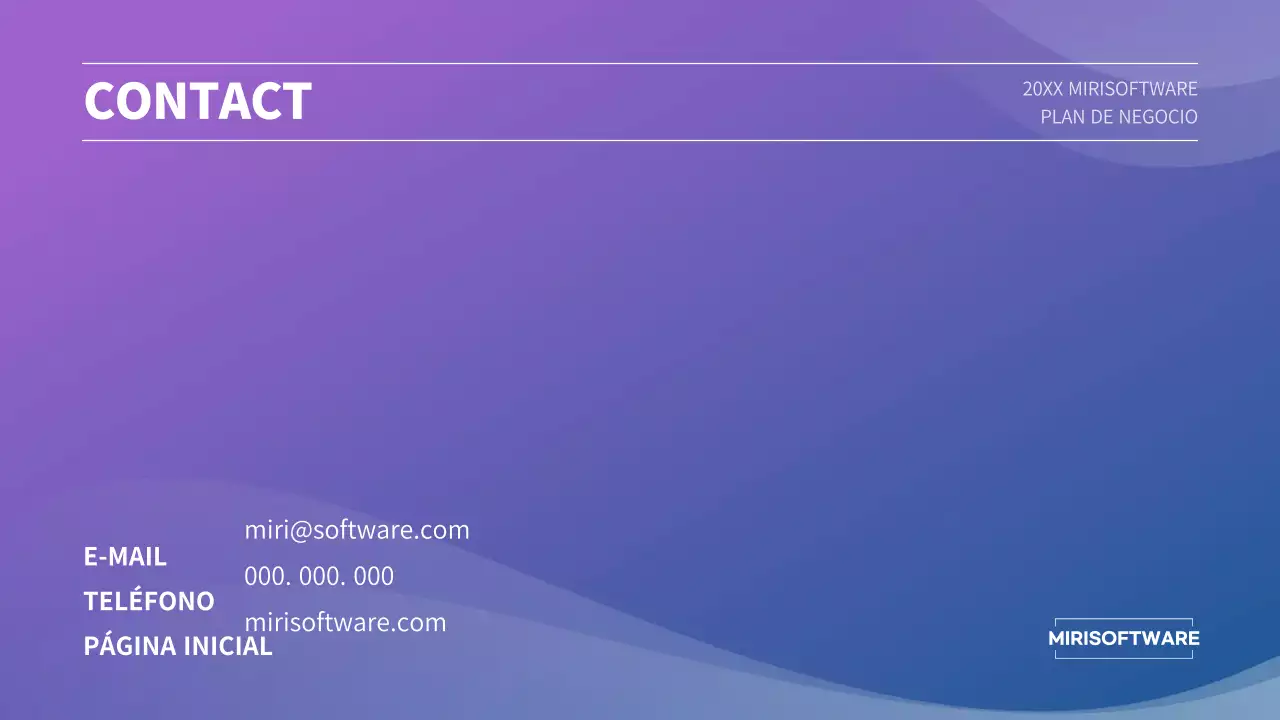 Presentación de plan de negocio con un concepto de degradado púrpura y azul