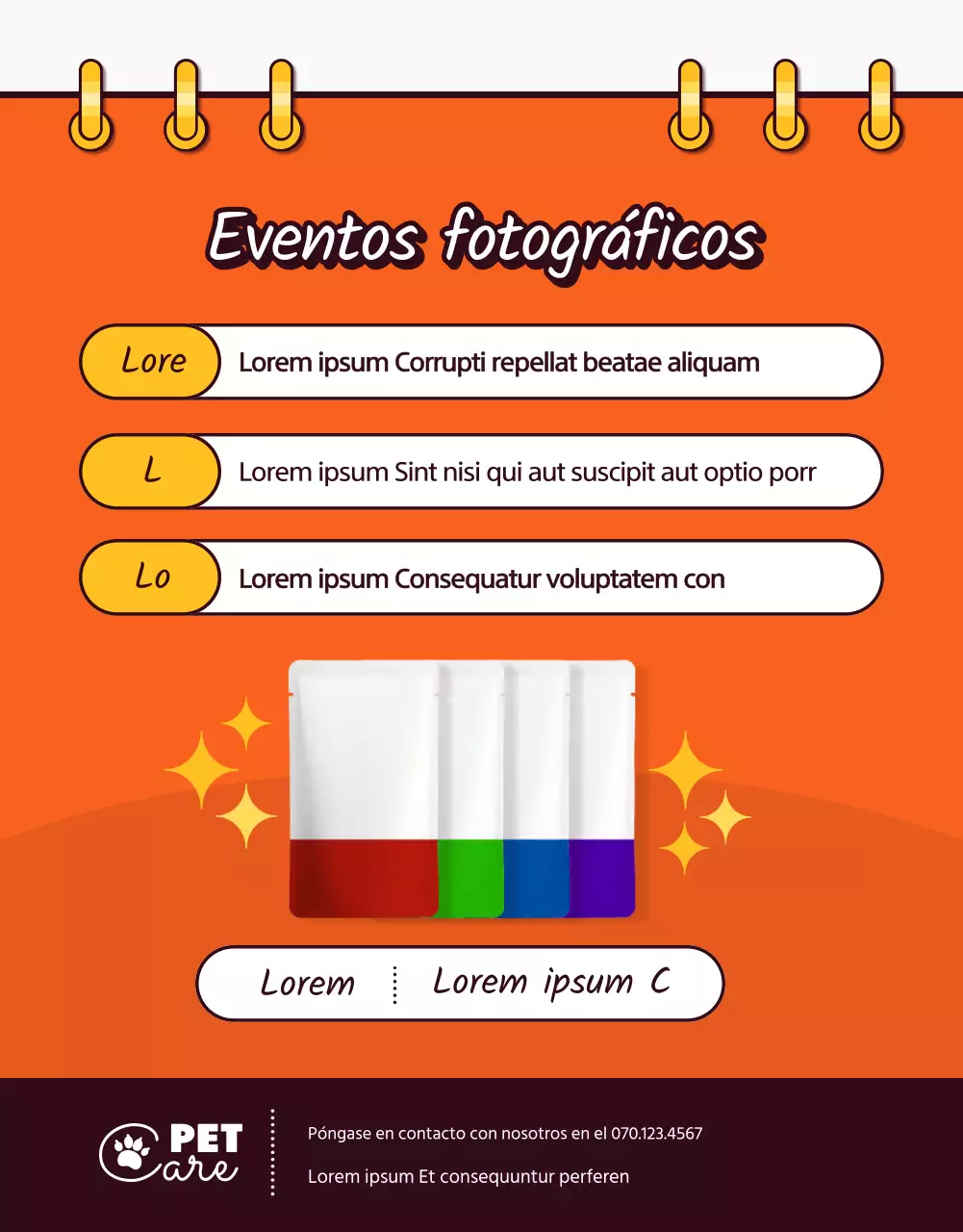 Ilustración de estilo pop art de un simpático concepto en naranja y amarillo Tienda de animales con venta de mascotas