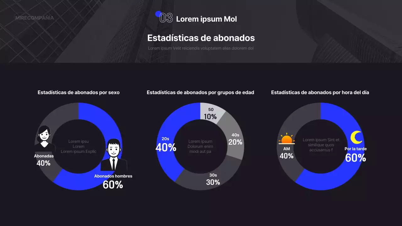 Informe infográfico empresarial sencillo en negro y azul