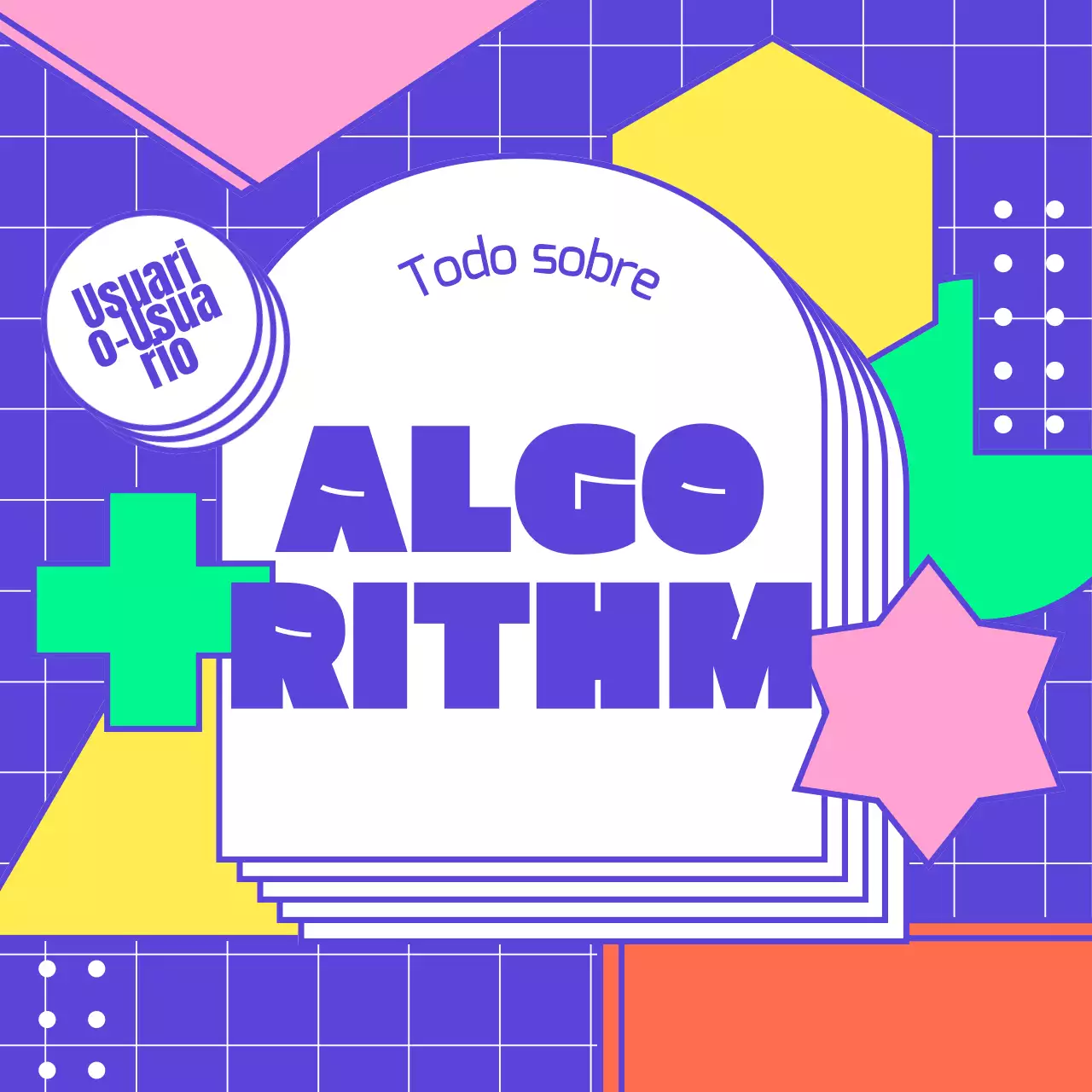 Algoritmo de información de formas azules y de colores