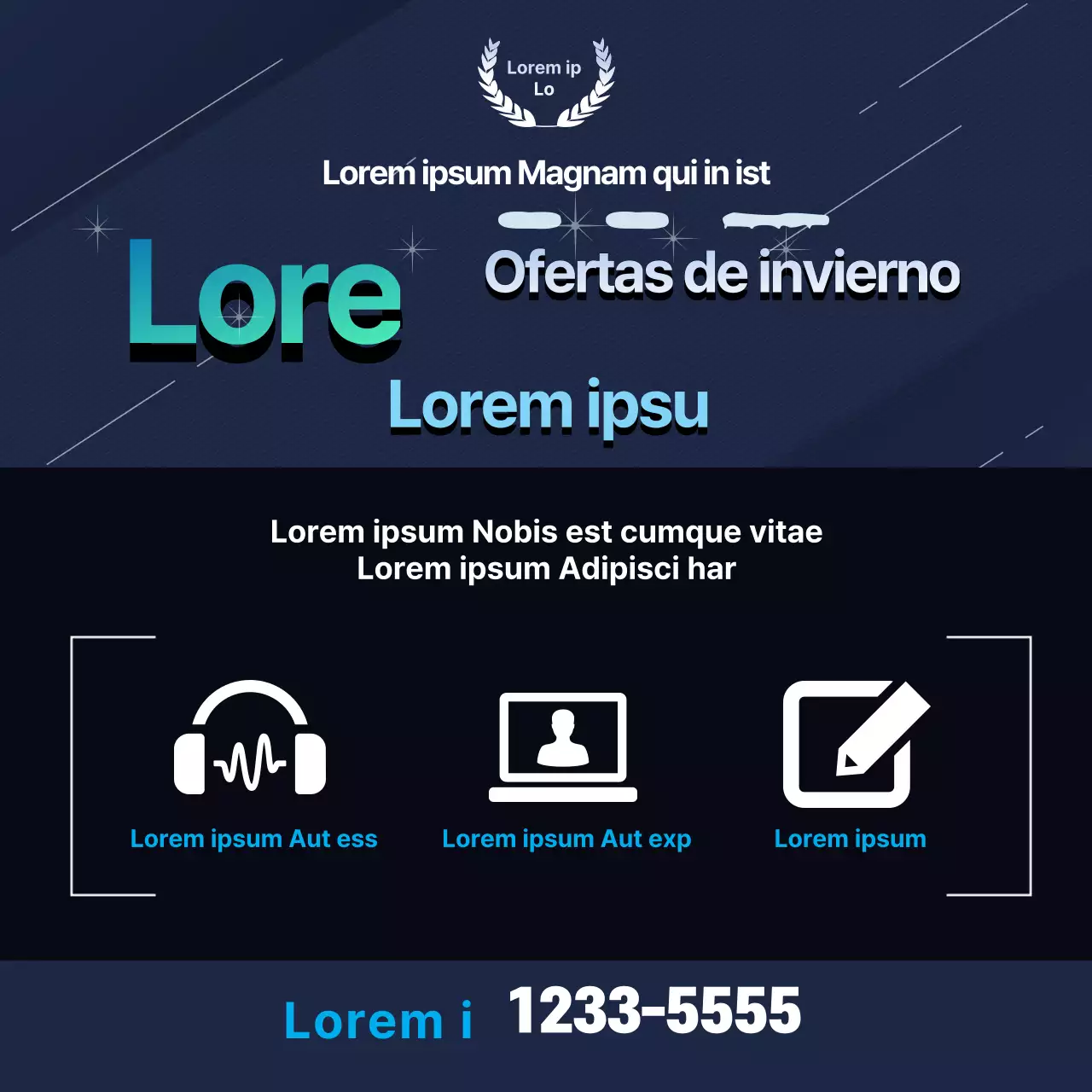 Letra icono azul marino Resaltado anuncio de conferencia escolar