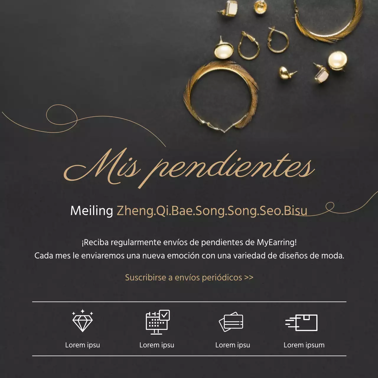 Pendientes acento foto negro con entrega recurrente