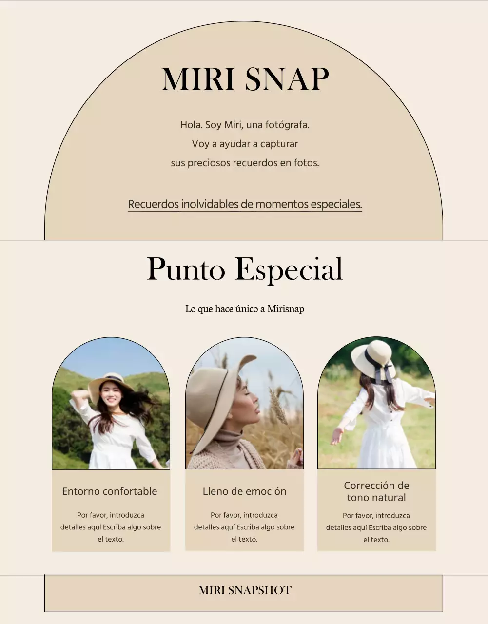 Tome una instantánea emocional página de detalles