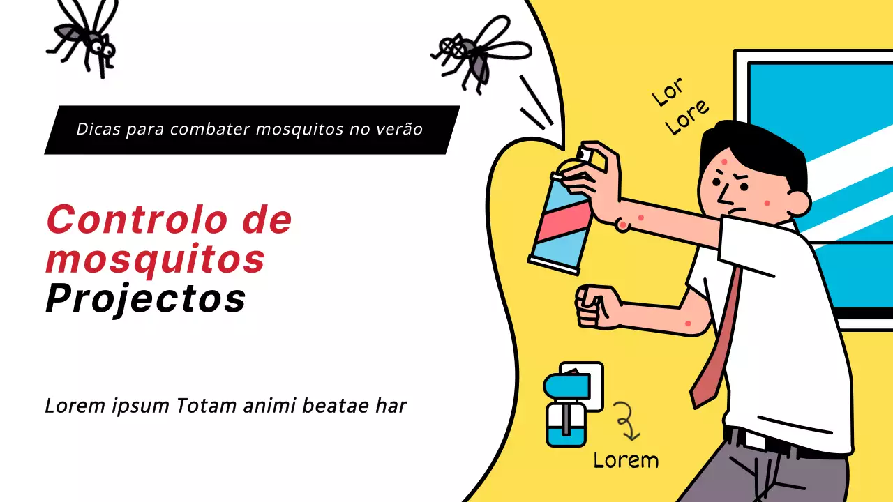Dicas de repelente de mosquitos Miniatura do YouTube com fundo amarelo conceito de ilustração de mosquito