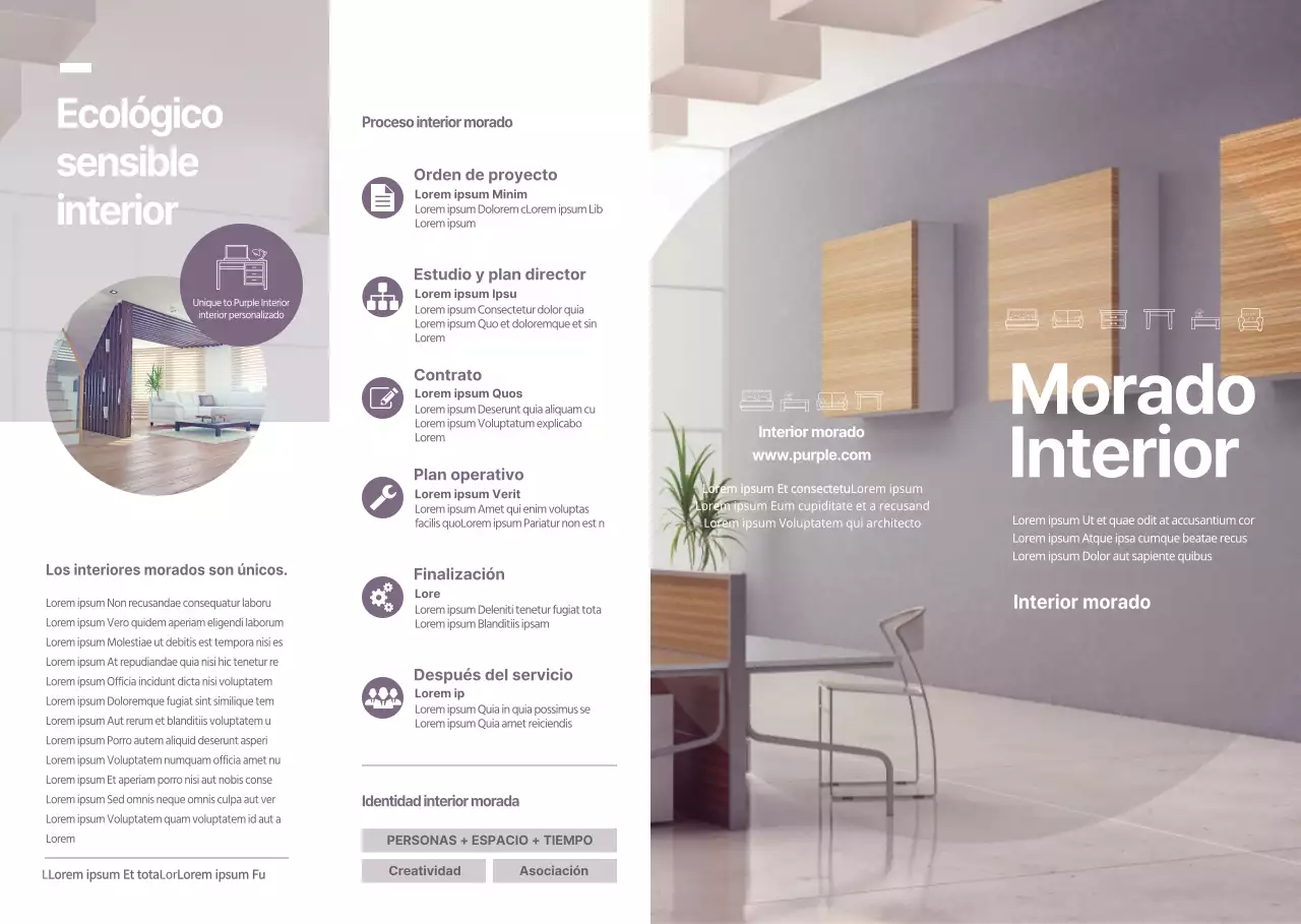 Promover e informar sobre el estilo sencillo de los interiores morados