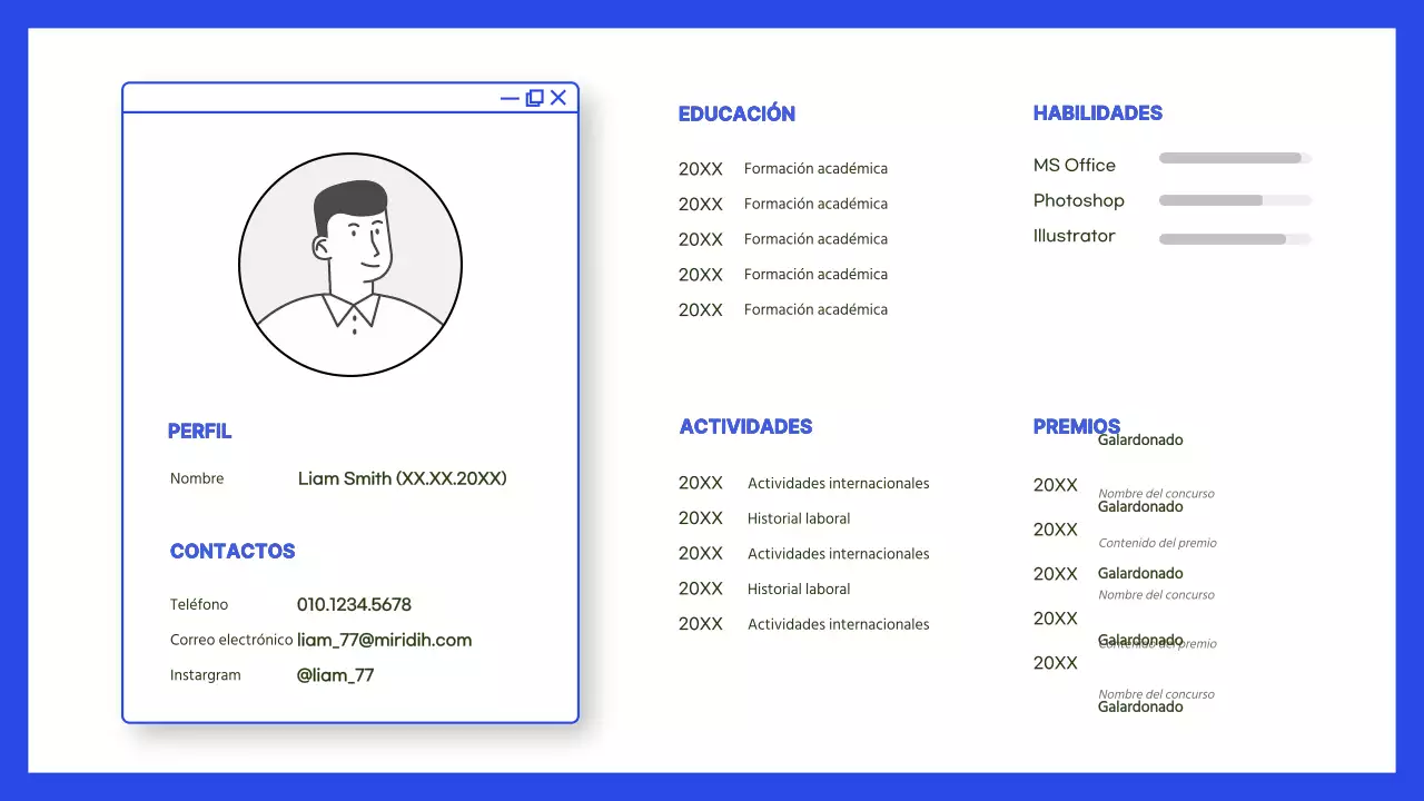 Cartera de trabajo azul y sencilla