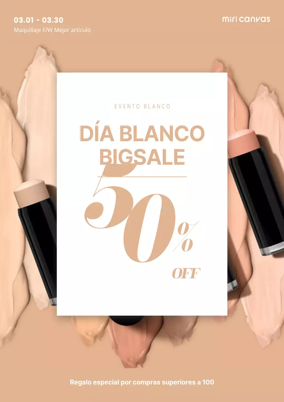 A clean white day beauty sale in ochre and white Cosmetics Makeup Sale