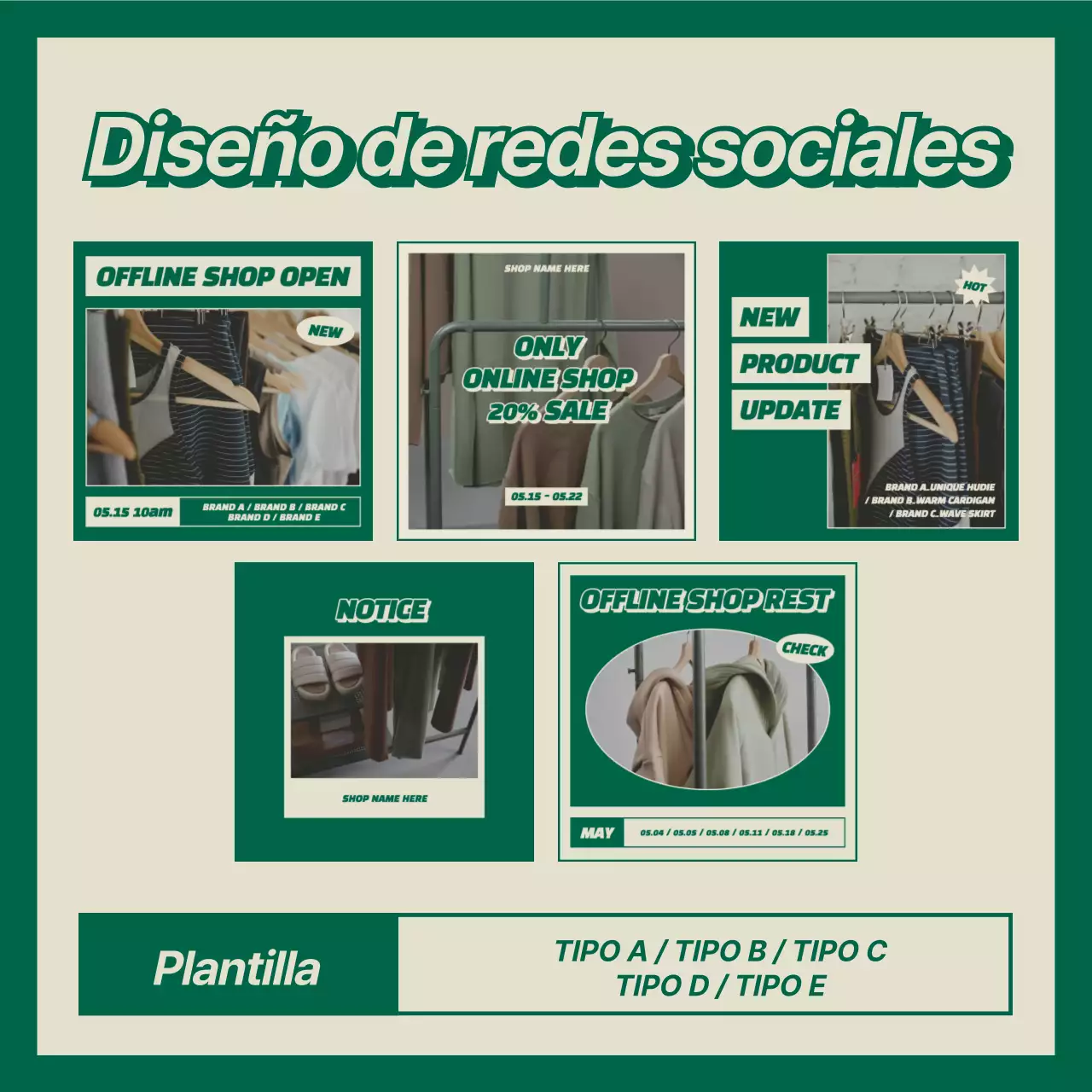 Un atrevido paquete de diseño en verde y marfil