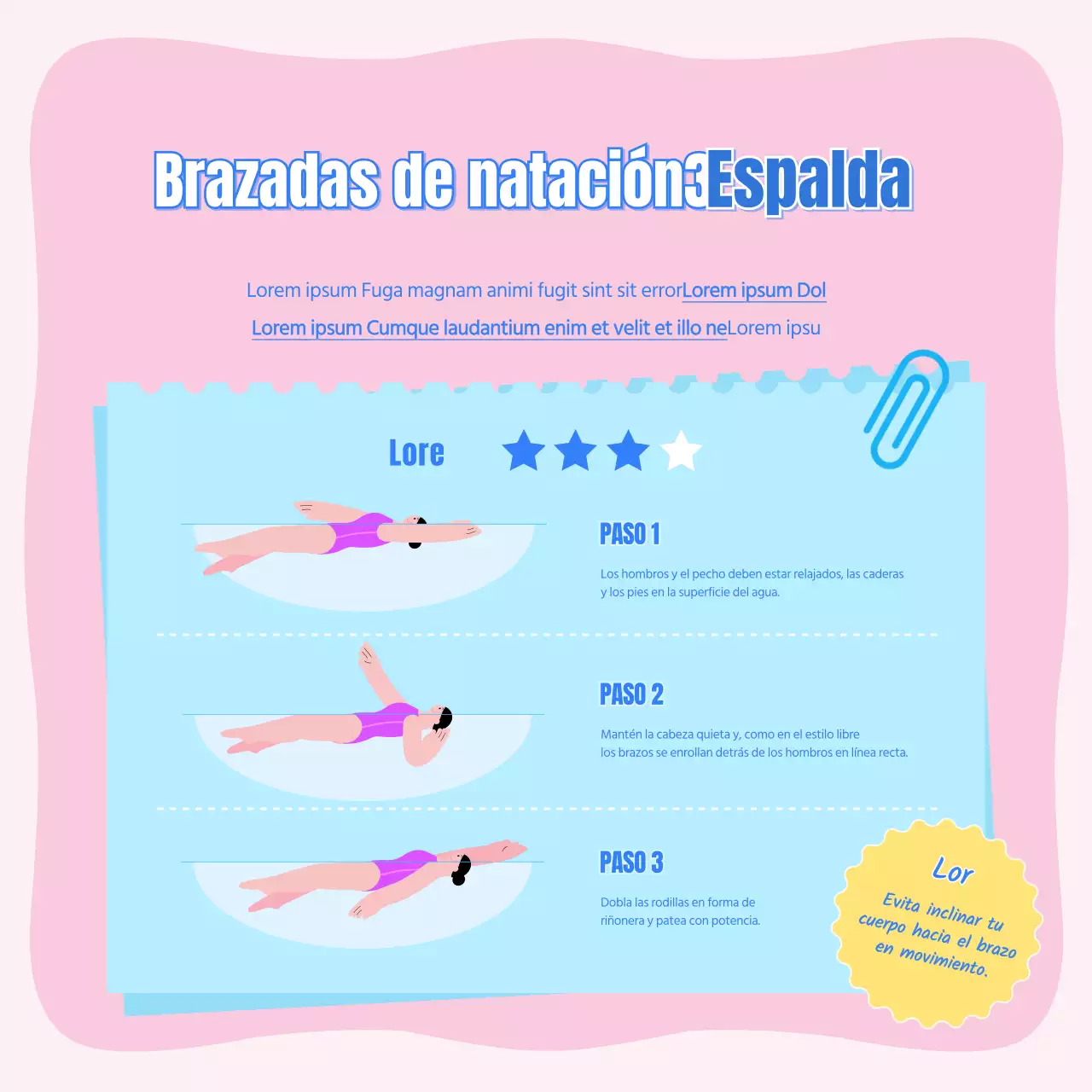 Natación infantil en rosa y azul claro CardNews
