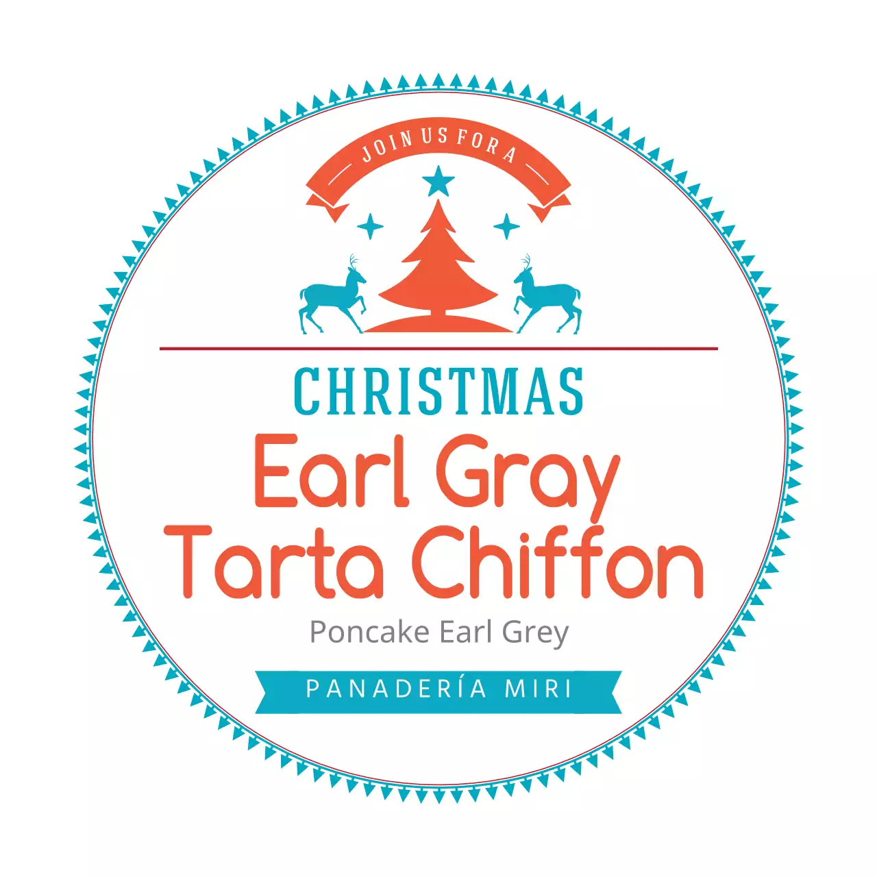 Etiquetas navideñas ilustradas naranja cielo para repostería