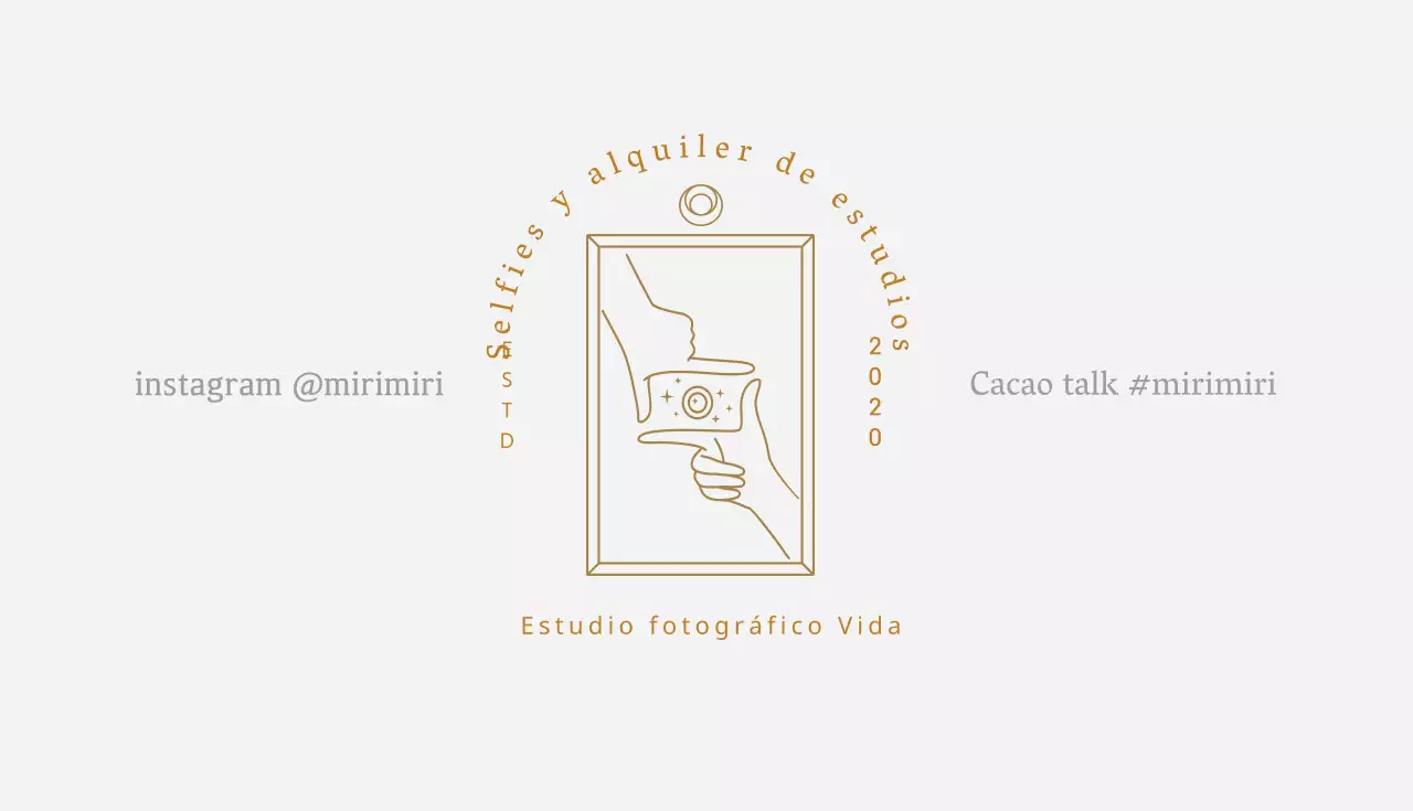 Tarjeta de visita de estudio fotográfico gris beige ilustrada
