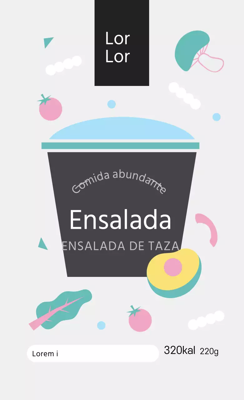 Pegatinas Gris Claro Simple Cup Salad Lunch Box