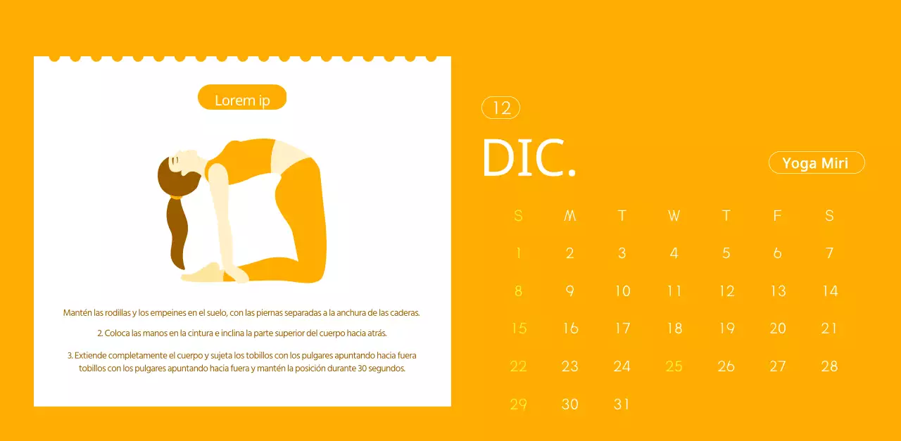 Calendarios naranjas para regalar cuando promocione su estudio de yoga