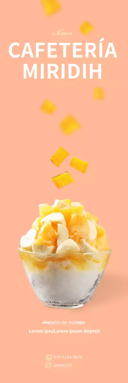 Pancarta rosa sencilla de agua helada de mango para una cafetería