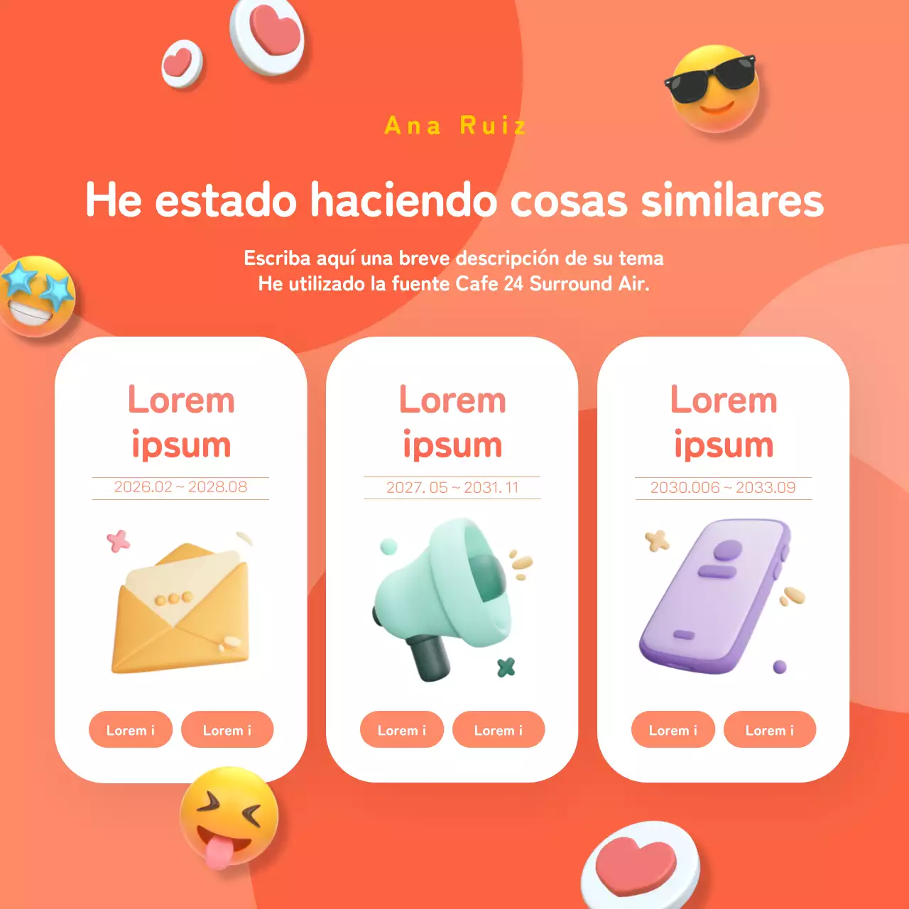 Icono 3D naranja y coralContenido de la biografía de Instagram