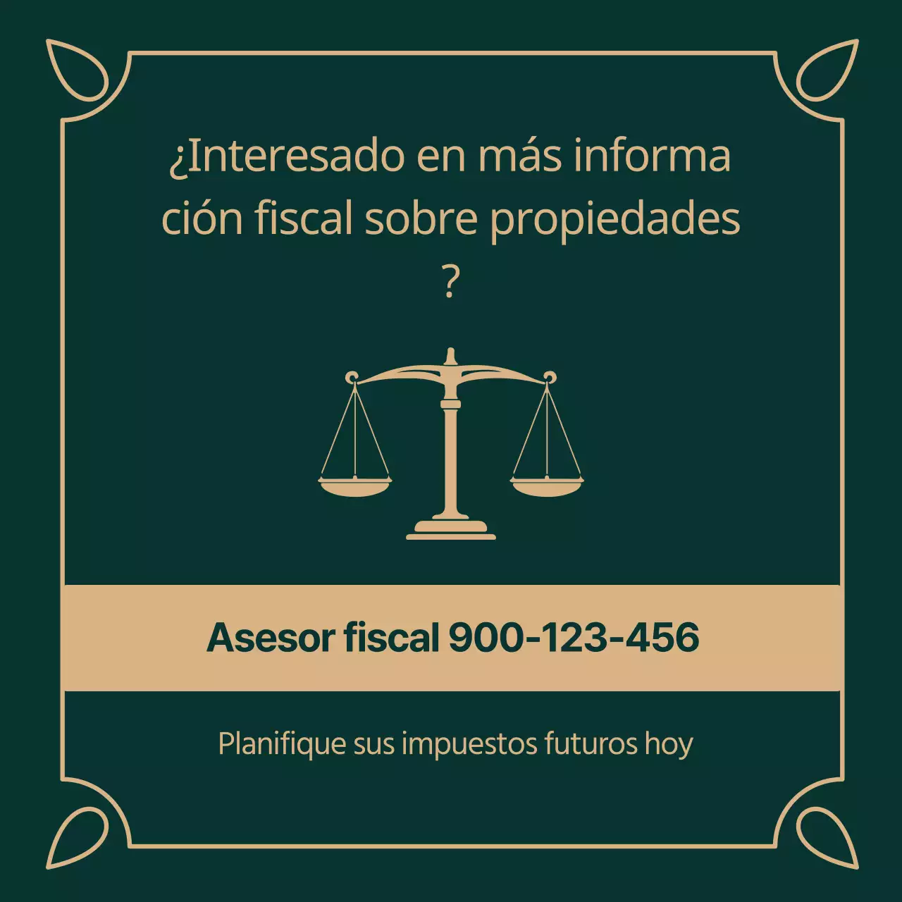 Proporciona información sobre los impuestos inmobiliarios resaltados en verde (oscuro) e ilustraciones doradas