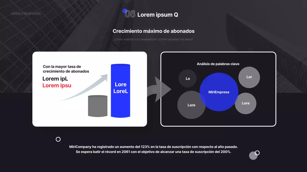 Informe infográfico empresarial sencillo en negro y azul