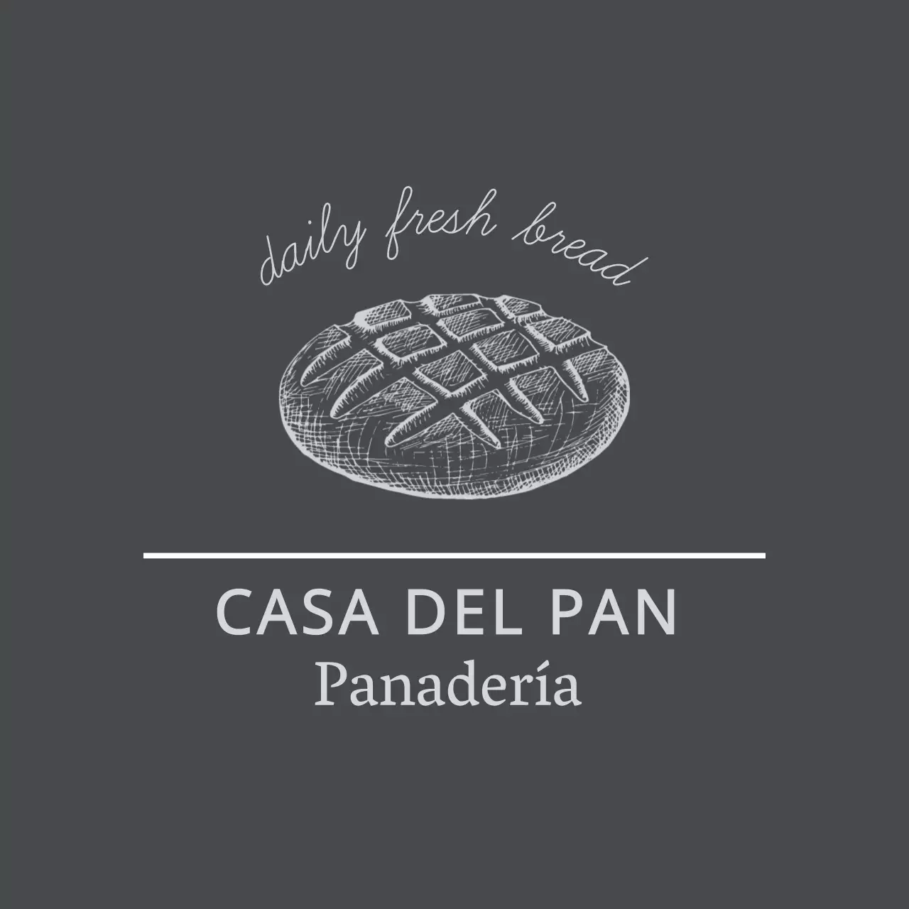 Etiqueta vintage de panadería con ilustración en gris oscuro