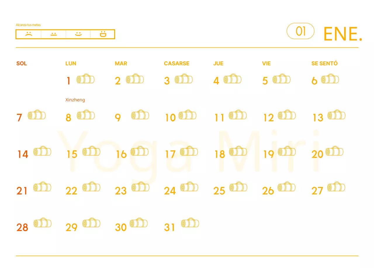 Calendarios naranjas para regalar cuando promocione su estudio de yoga