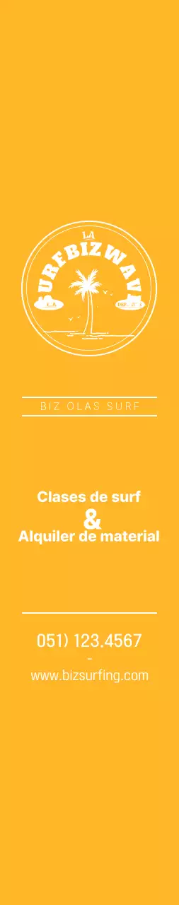 Un sencillo logotipo azul y amarillo con el emblema del surf para promocionar la tienda.