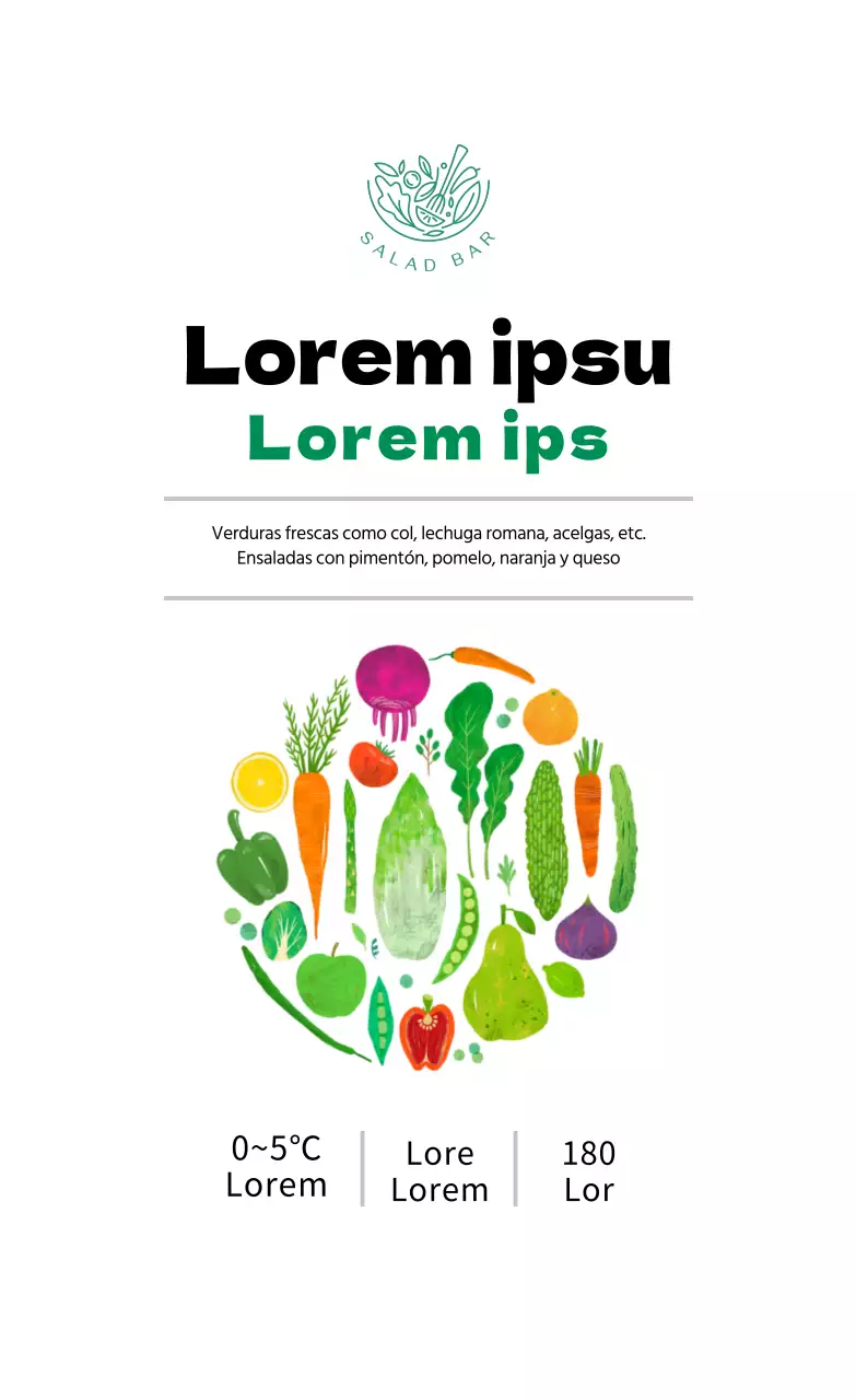 Ilustración abstracta etiqueta de ensalada