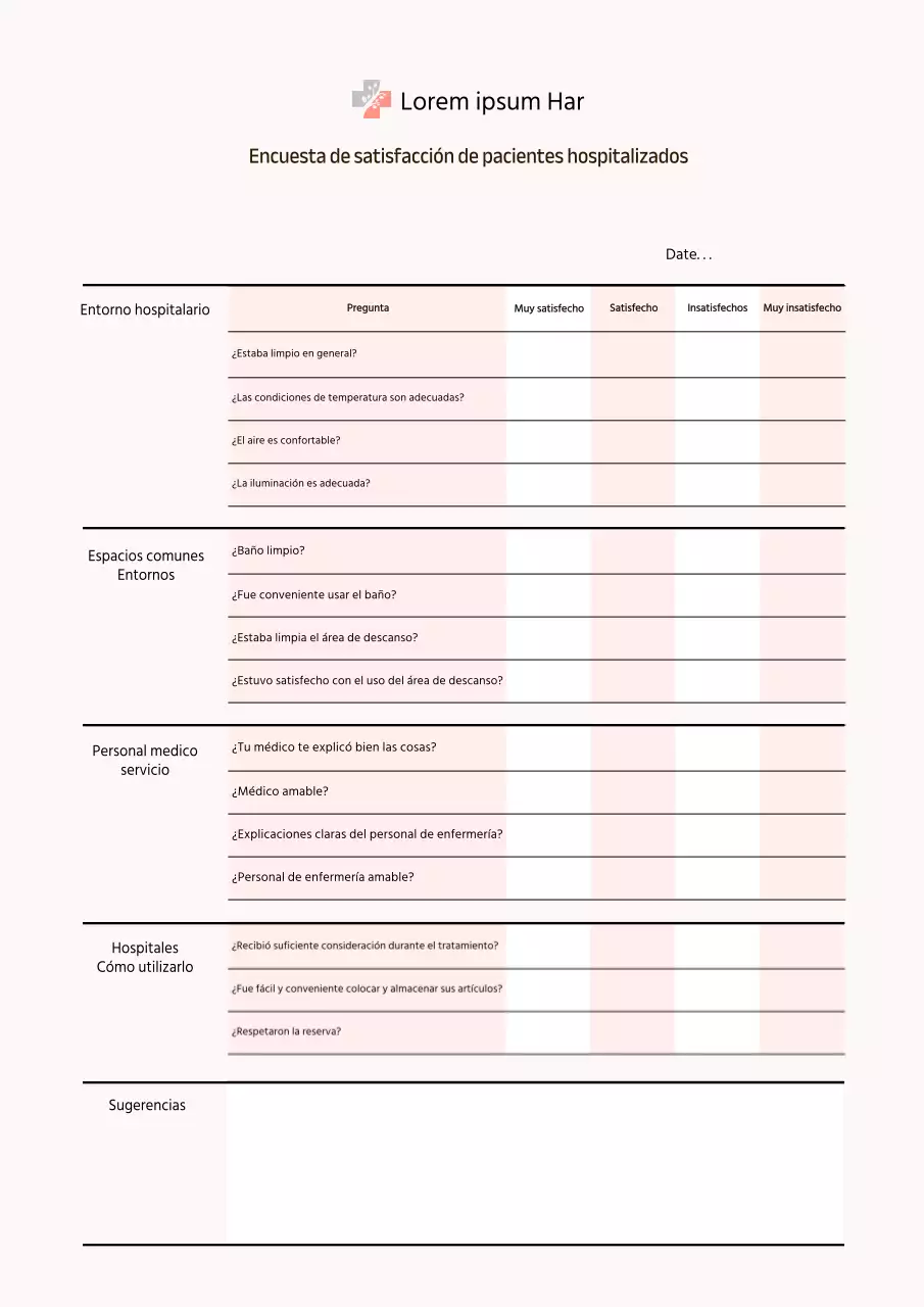 Encuesta sobre la satisfacción de las mujeres hospitalizadas en rosa