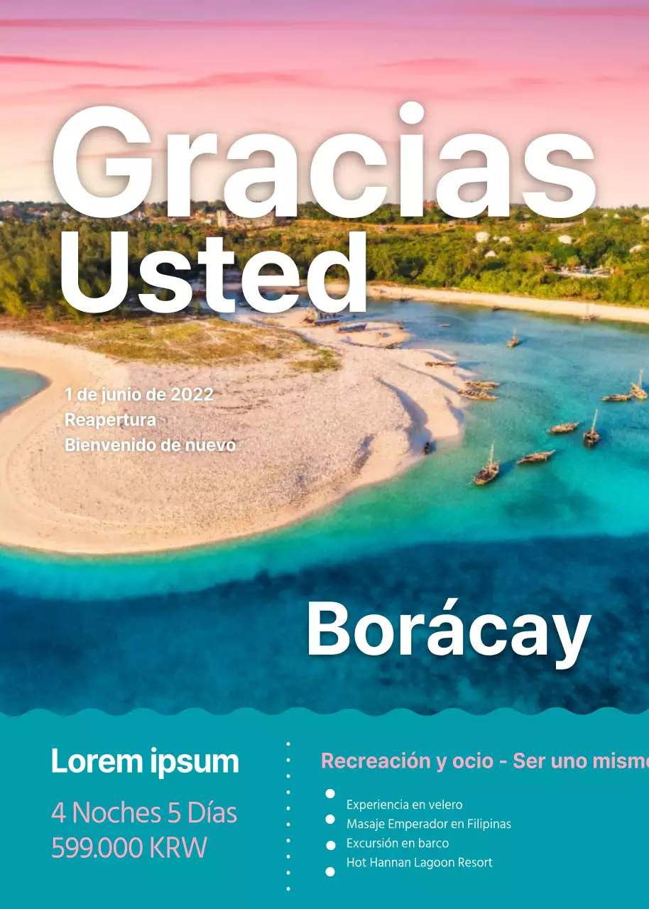 Evento y promoción de billetes de viaje a Boracay en rosa y azul (evento pop-up)