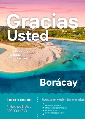 Evento y promoción de billetes de viaje a Boracay en rosa y azul (evento pop-up)