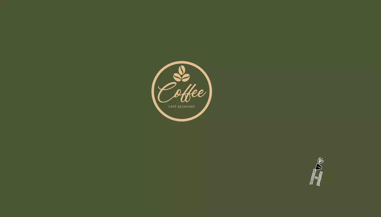 Diseño de vaso de papel para cafetería en dorado y verde