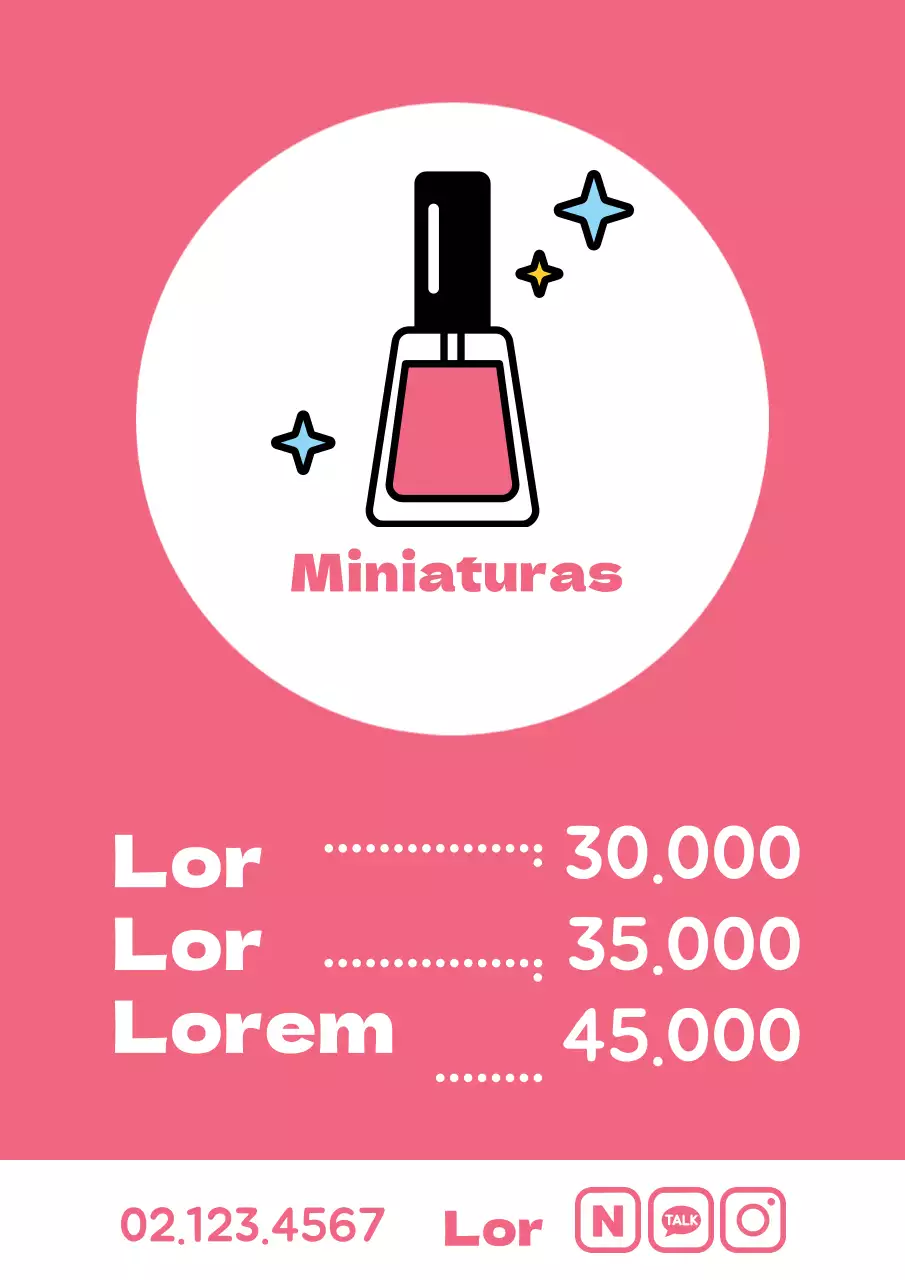 Promoción de precio simple con ilustración de esmalte de uñas rosa