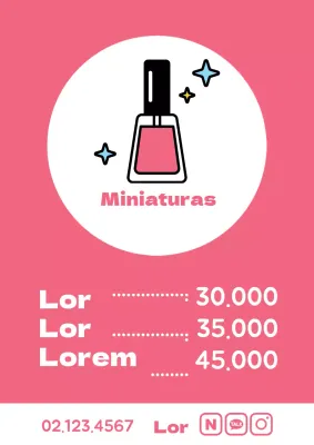 Promoción de precio simple con ilustración de esmalte de uñas rosa