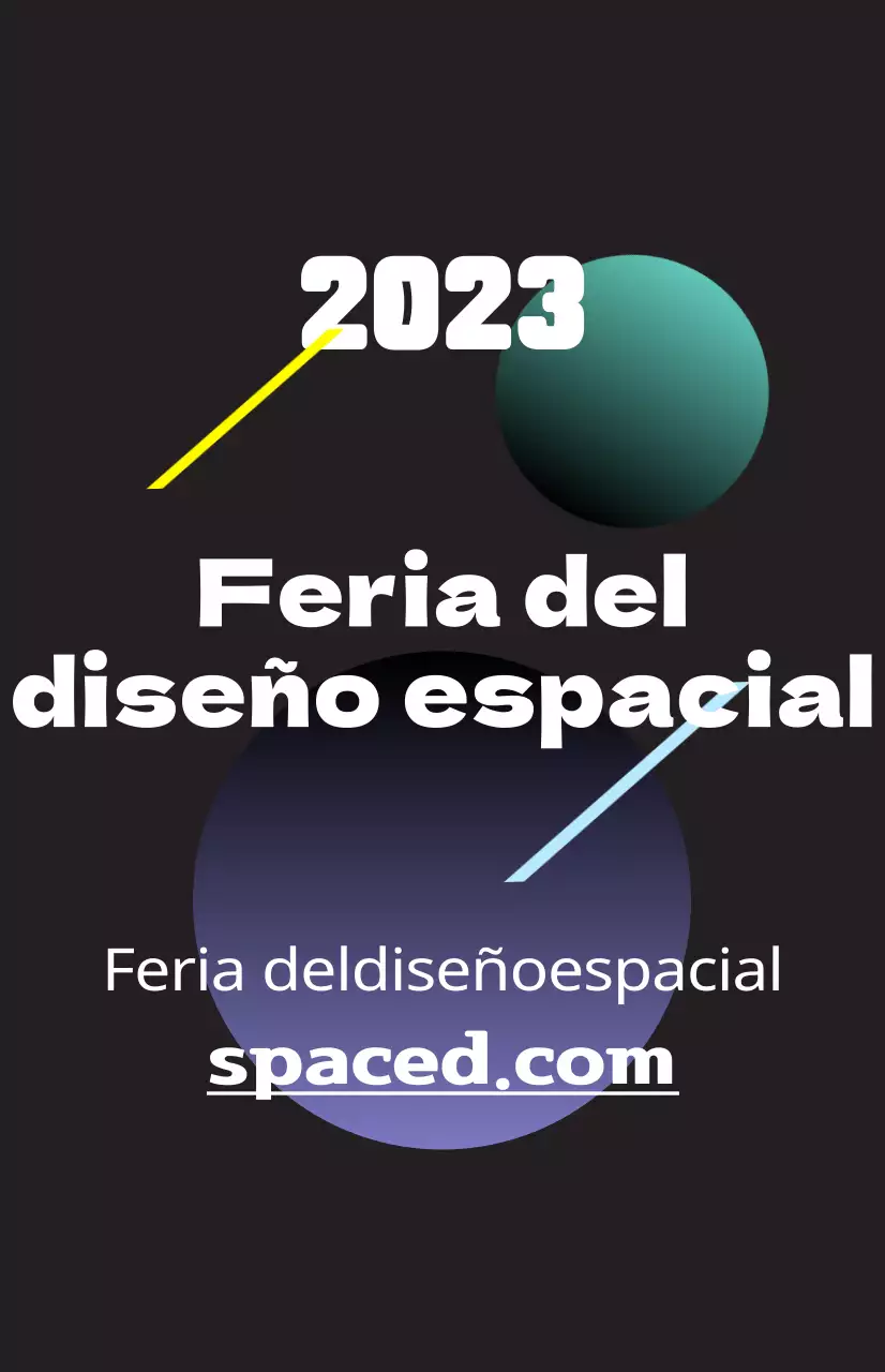 Promueva una feria de diseño espacial con coloridas ilustraciones de formas y texto.