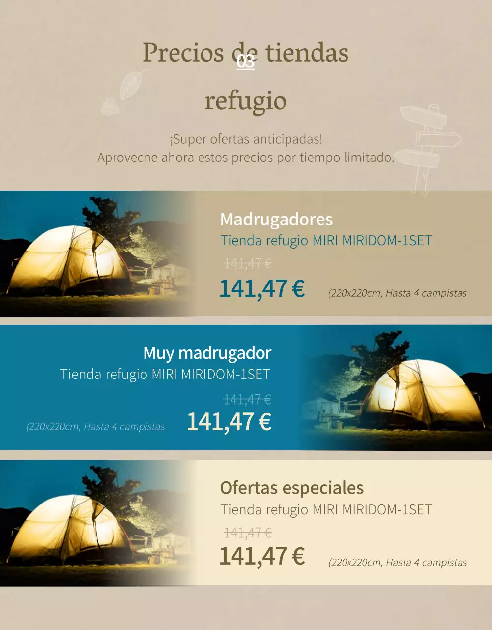 Concepto de camping emocional en azul marino y beige