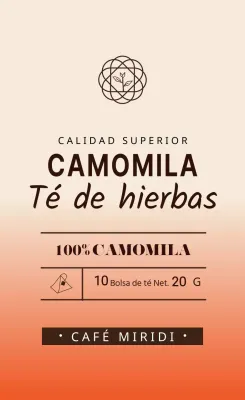 Etiqueta roja marfil ilustrada de té de manzanilla de café