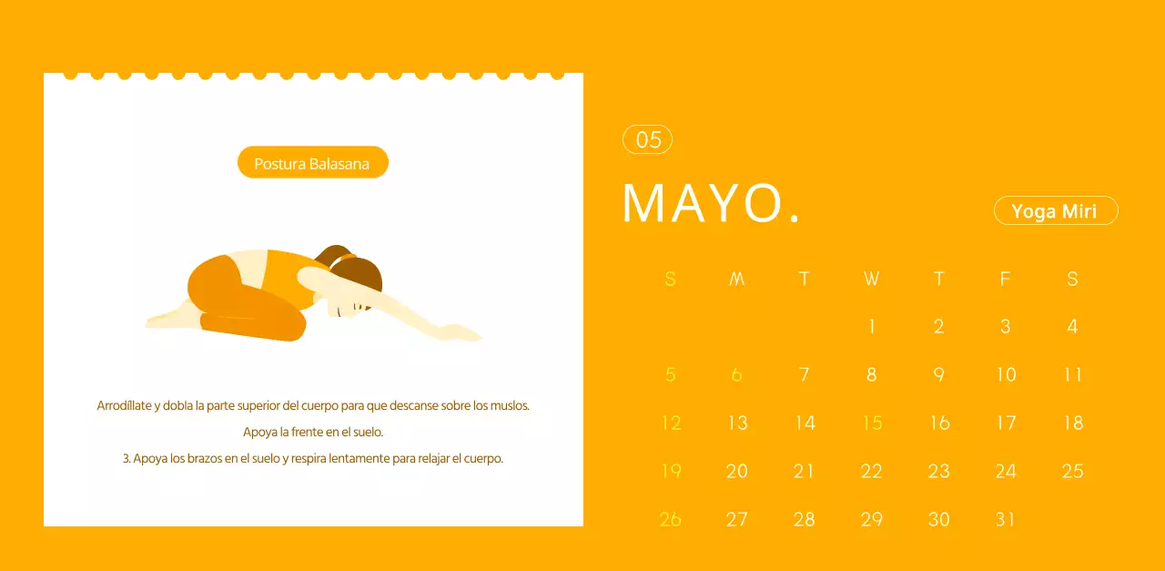 Calendarios naranjas para regalar cuando promocione su estudio de yoga