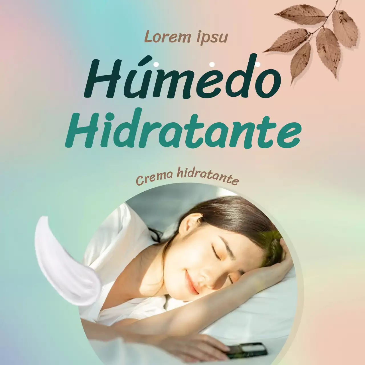 crema hidratante autumn mood en marrón y turquesa promoción cosmética social media square